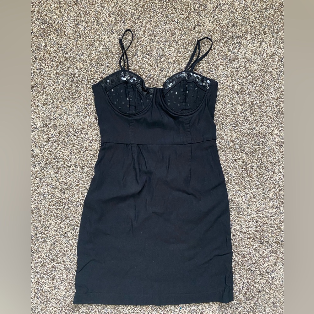 Black Sequins Bustier Bodycon Dress